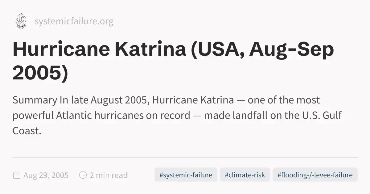 Hurricane Katrina (USA, Aug–Sep 2005)